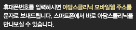 휴대폰번호를 입력하시면 아담스모바일웹주소를 문자로 보내드립니다.