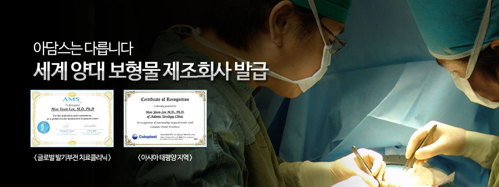 아담스는 다릅니다. 세계 양대 보형물 제조회사 발급